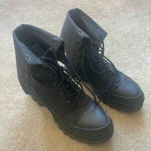 Free People - Black Lace Up Boots - Size 8